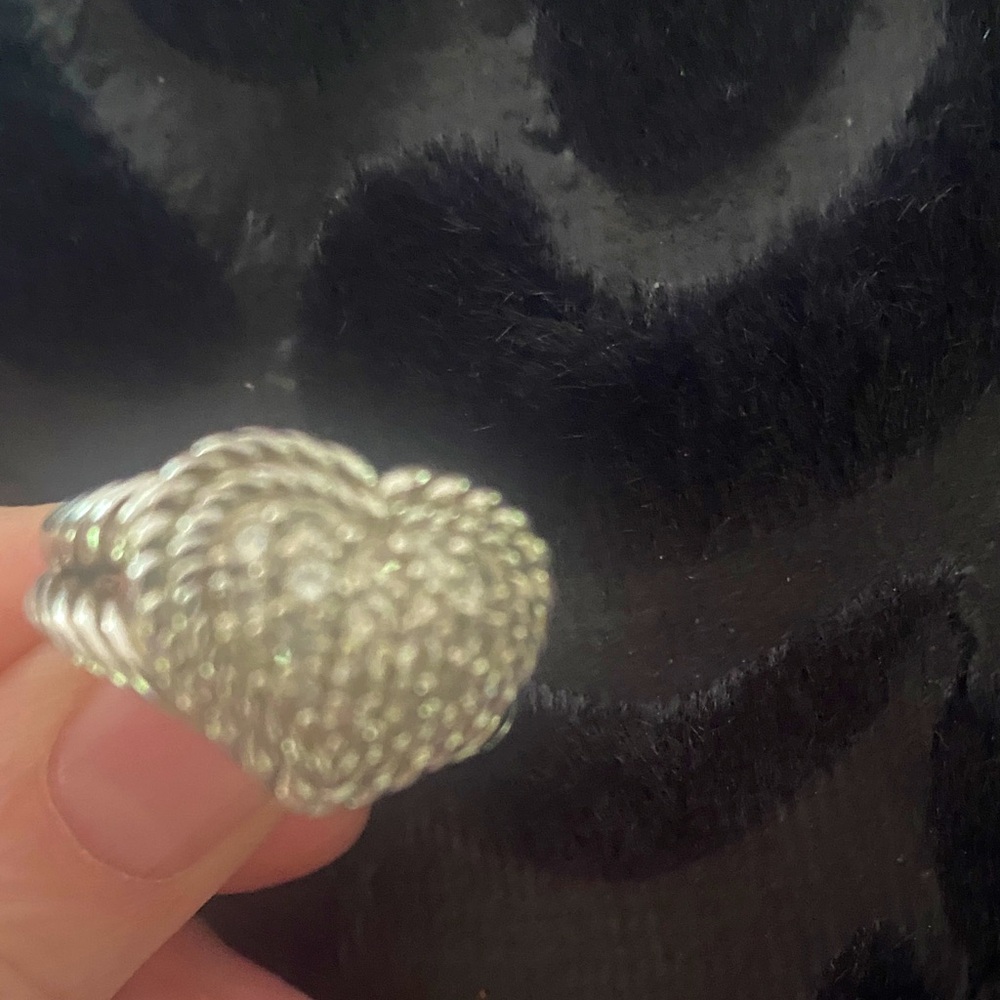 Heart  Silver-Tone Women’s Ring - Elegant Design by Judith Ripka ❤️‍🔥❤️‍🔥